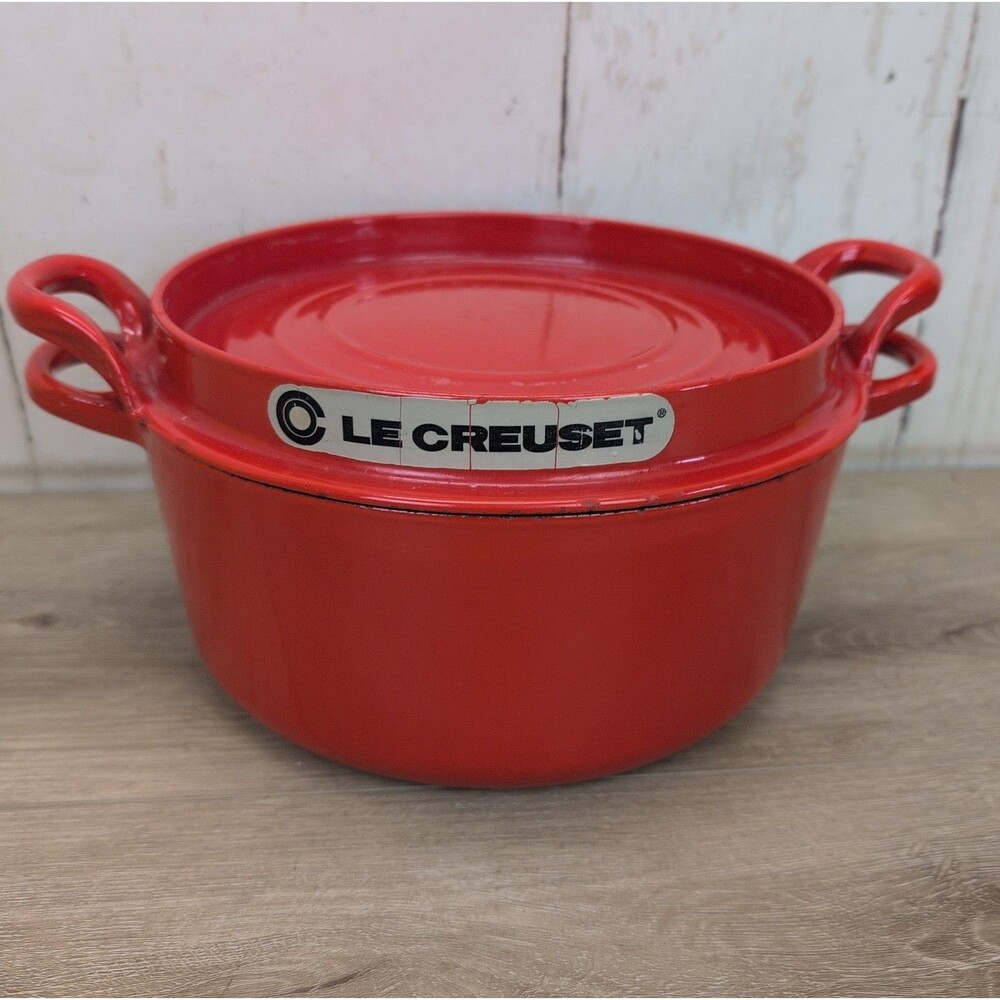 Le Creuset Doufeu Enamel Cast Iron Dutch Oven W/ Lid Red #24 4.5QT France